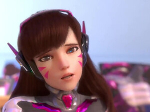 D.Va скачет на члене другого персонажа из игры Overwatch