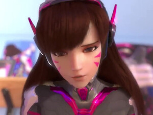 D.Va скачет на члене другого персонажа из игры Overwatch