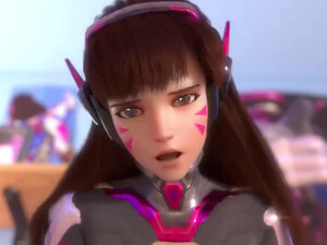 D.Va скачет на члене другого персонажа из игры Overwatch