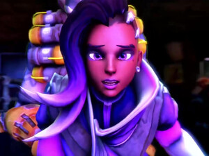 Шлюшку Sombra ебут в баре все, кому не лень