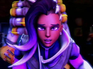 Шлюшку Sombra ебут в баре все, кому не лень