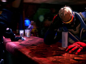 Шлюшку Sombra ебут в баре все, кому не лень