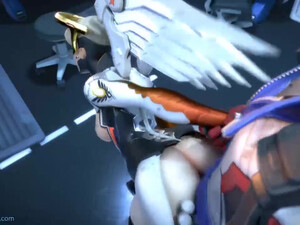 Soldier 76 изо всех сил трахает грудастую подругу Mercy - порно мультик
