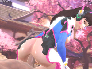 Пока не начался бой, D.Va скачет аналом на члене соперника