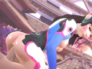 Пока не начался бой, D.Va скачет аналом на члене соперника