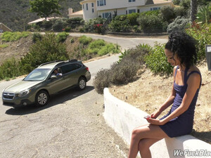 Мужик жестко выебал шлюху с волосатой пиздой на свежем воздухе