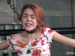 Рыжая бестия послушно делает глубокий минет хозяину