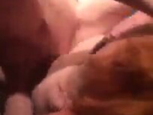 Мощный оргазм рыжей плутовки от четырех членов, включая хер родного дорогого