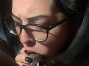 White Girl Spit Pawg Interracial Glasses Deepthroat Big Dick BBC GIF