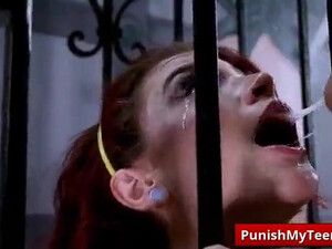 Tiny Spit Sloppy Redhead Gagged Forced Face Slapping Face Fuck Deepthroat Blowjob Balls BWC GIF