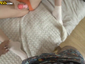 Dazzling and hot brunette with tattoo is having real gang bang indoors